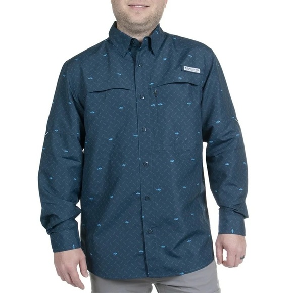 Realtree Men’s size Small Blue Premier Fishing Guide Long Sleeve Shirt - Picture 1 of 13